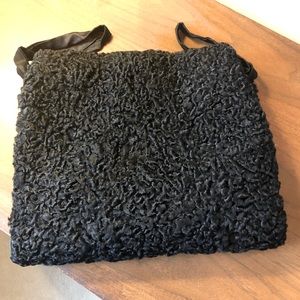 Persian lamb silk-lined hand muffler vintage